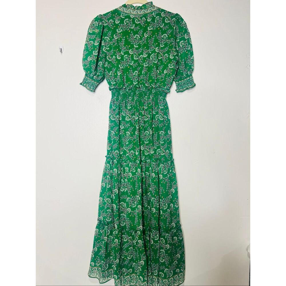 Max Studio Green Floral Peasant Maxi Dress Sz S - Picture 10 of 10
